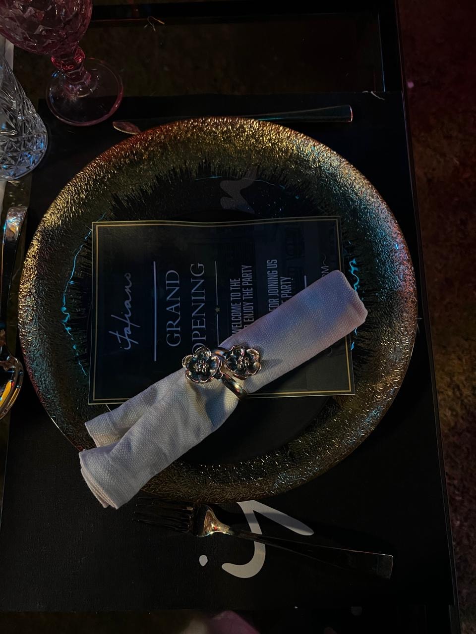 Candlelit gala dinner table