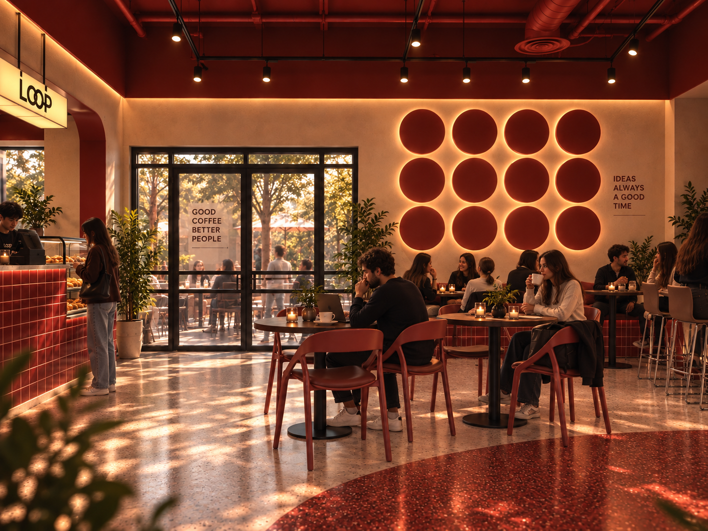 Specialty coffee interior warm tones